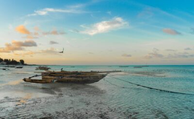 Beach with a boat, Zanzibar