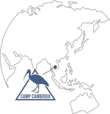 A graphic of a map with the logo of Camp Cambodia