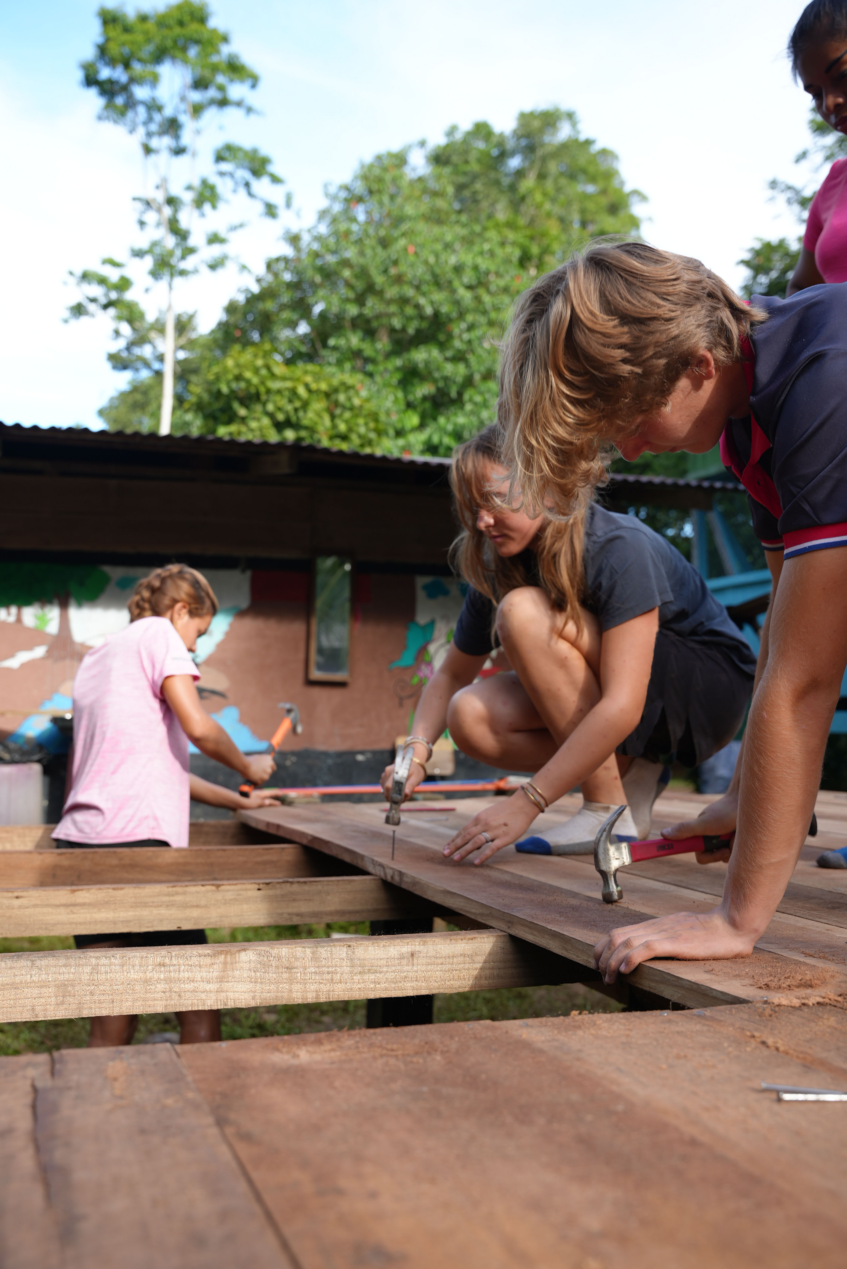 Travellers working on a community project, Costa Rica