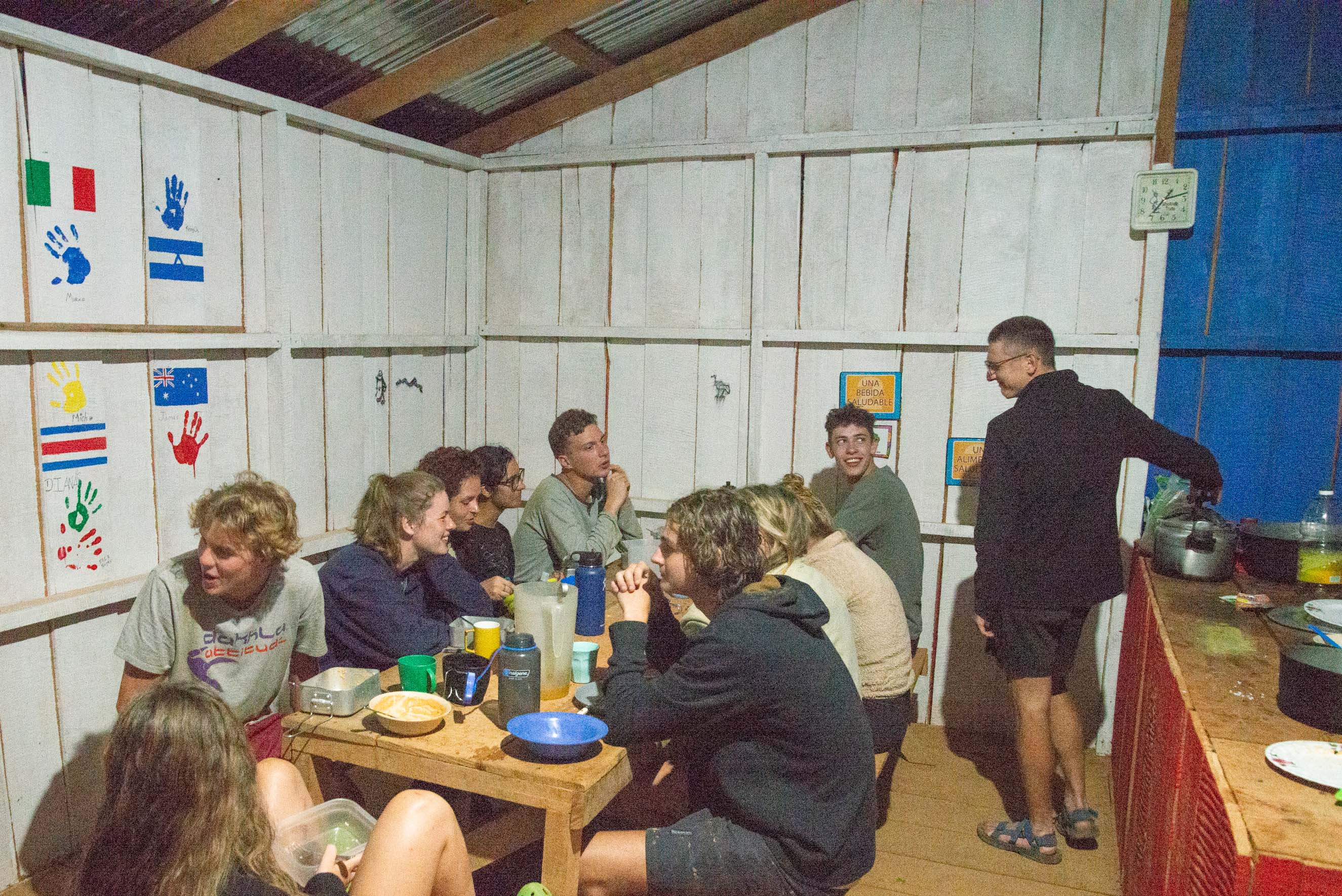 Group of travellers dining in Costa Rica