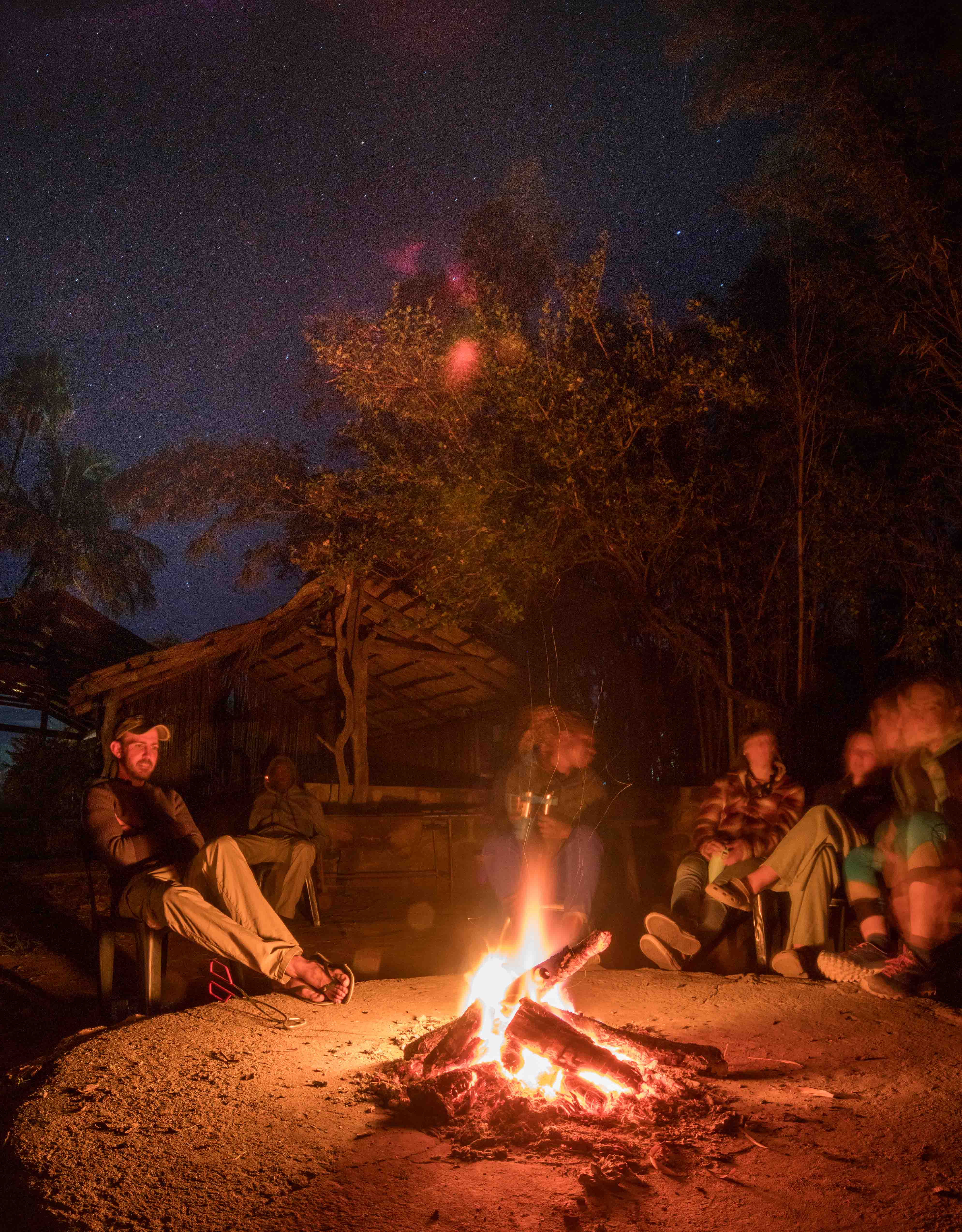 Campfire in fieldbase in South Africa
