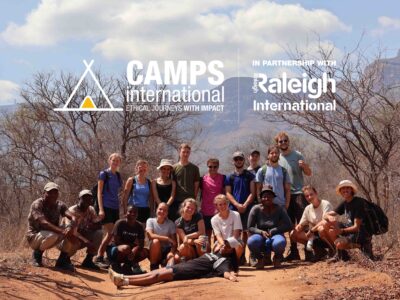 Trek group photo in South Africa with a camps international in partnership with Raleigh Expedition