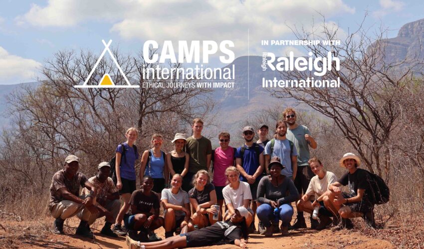 Trek group photo in South Africa with a camps international in partnership with Raleigh Expedition