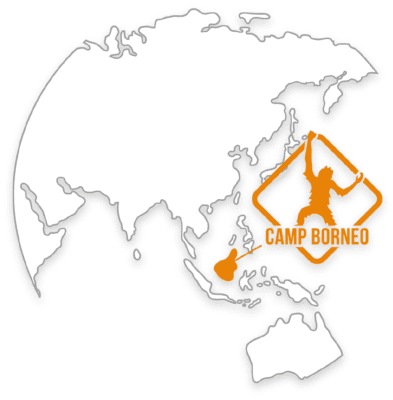 Asia - Borneo - round map with Camp Borneo logo