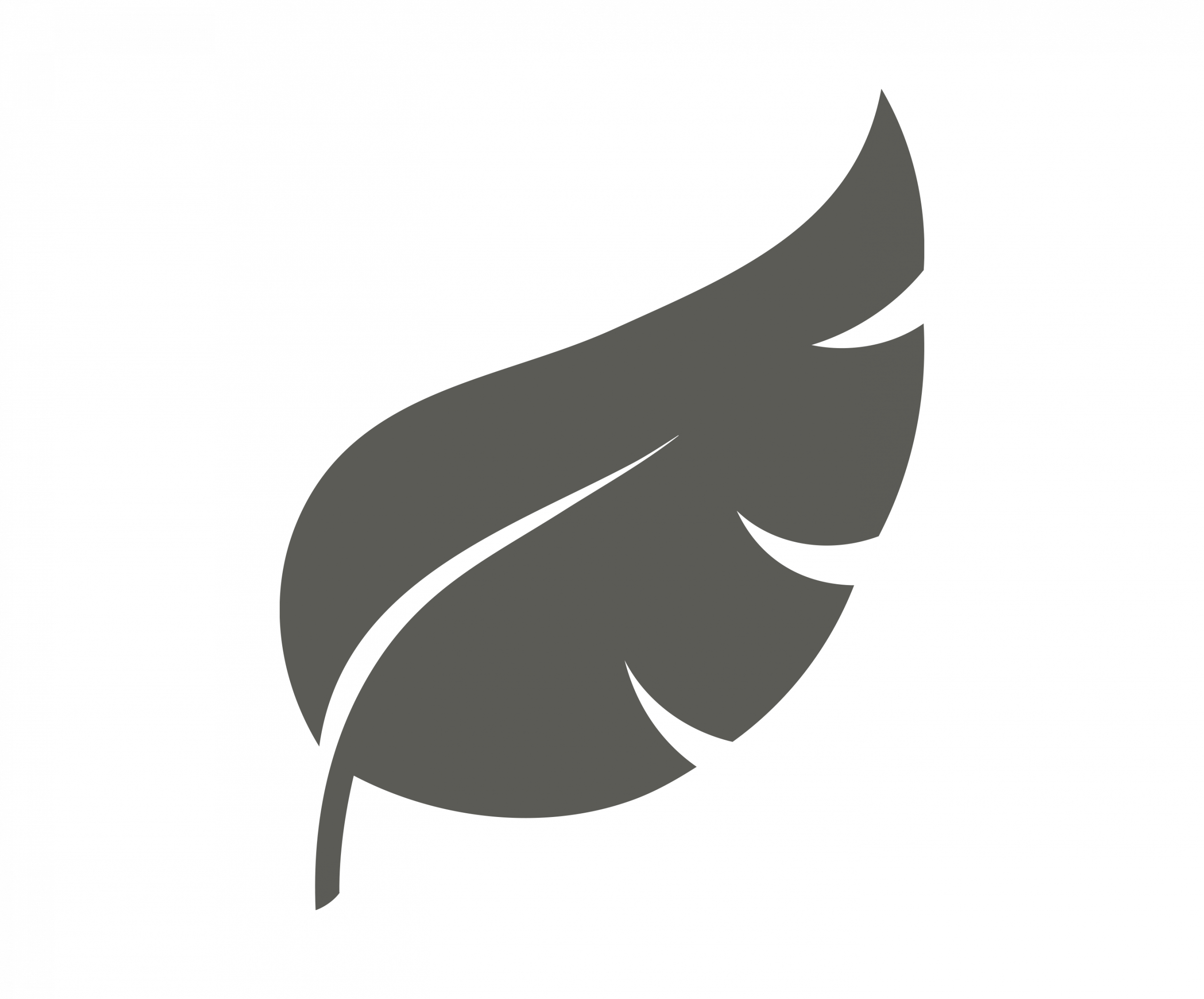 A graphic of a leaf in grey